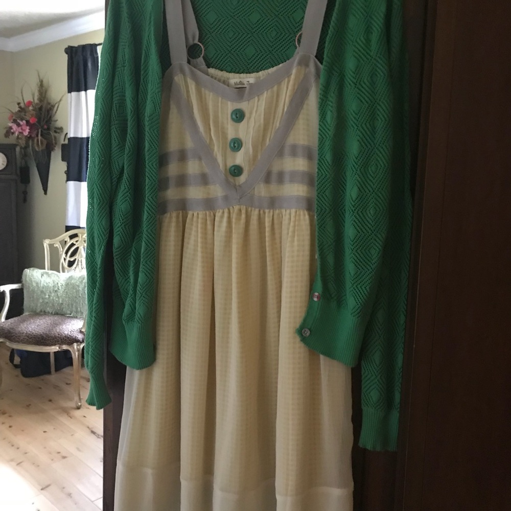 Matilda Jane Light yellow dress and green sweater